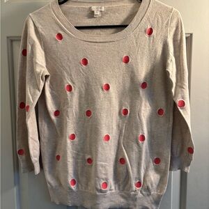 📦Bundle for $5! J Crew light summer weight sweater w pink polkadots. EUC sz S